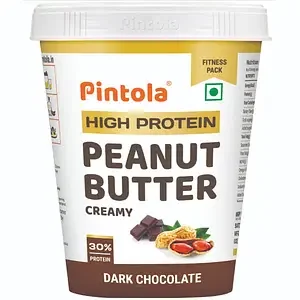 Pintola HIGH Protein Peanut Butter Dark Chocolate | 30% Protein | High Fibre | NO Salt | Non GMO, Naturally Gluten Free, Zero Cholesterol | Creamy, 510g