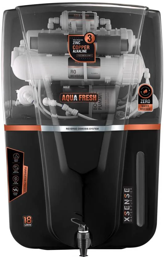 Aqua Fresh Smoke Audi 18 ltr drink pure India 1st BIS (IS 16240 :2023) CM/L8100159306 18 L RO + UV + UF + TDS + ALK + Copper Water Purifier (Smoke, Black)