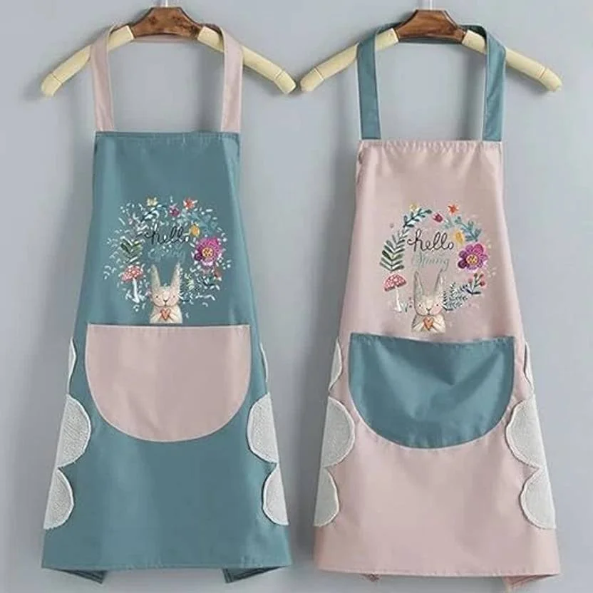 ONIQUID Polyester Home Use Apron - Free Size (Blue, Pink, Single Piece)
