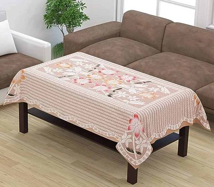 CASA FURNISHING Floral 4 Seater Table Cover (Beige, Polyester)