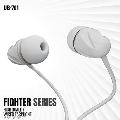 Ubon Earphones UB-785 Universal Blast Earphone with mic Wired Hi-fi Crystal Clear Sound Quality Ergonomic Sweatproof Earbuds for All Smartphones Dynamic 10mm Driver, (White)