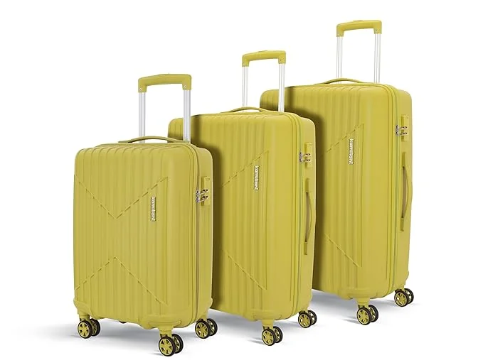 KAMILIANT by American Tourister Savvy 3 Pc Set 55 Cms, 70 Cms & 80 Cms - Small, Medium & Large Polypropylene(PP) Hardside 8 Wheels Spinner Luggage Set/Trolley Bag Set (Cress Green)