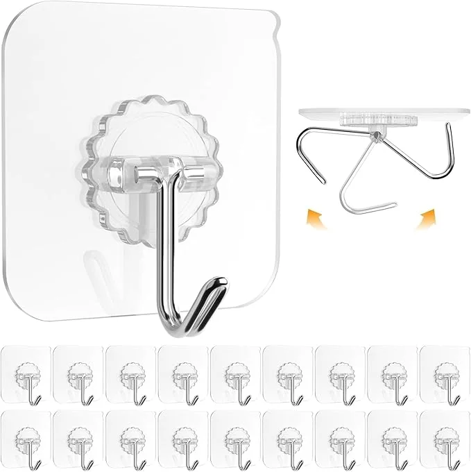 RADIANT Wall Hooks for Hanging, Self Adhesive Heavy Duty Wall Hooks, Wall Hangings, Kitchen Accessories (Transparent Hook, Pack of 5)