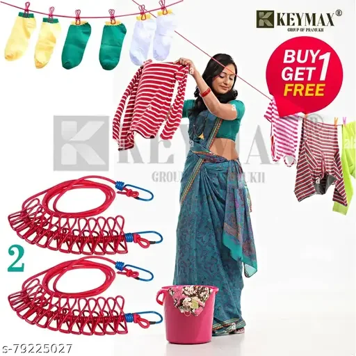 New Look Bollywood Concept Pure Orgenza heavy Multy , SAREE , KURTI , DRESS , CHOLI , GHAGRA, Blouse Portable Travel Retractable Elastic Clothesline Outdoor Rope With 12 Clips