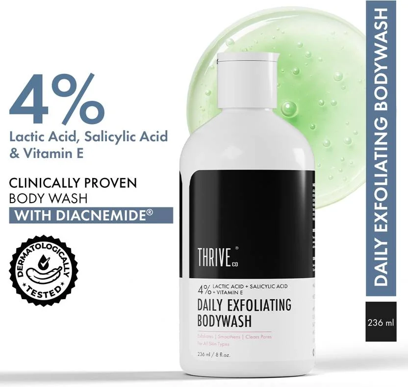 ThriveCo Daily Exfoliating Bodywash with 4% Lactic & Salicylic Acid | Vitamin E (236 ml)