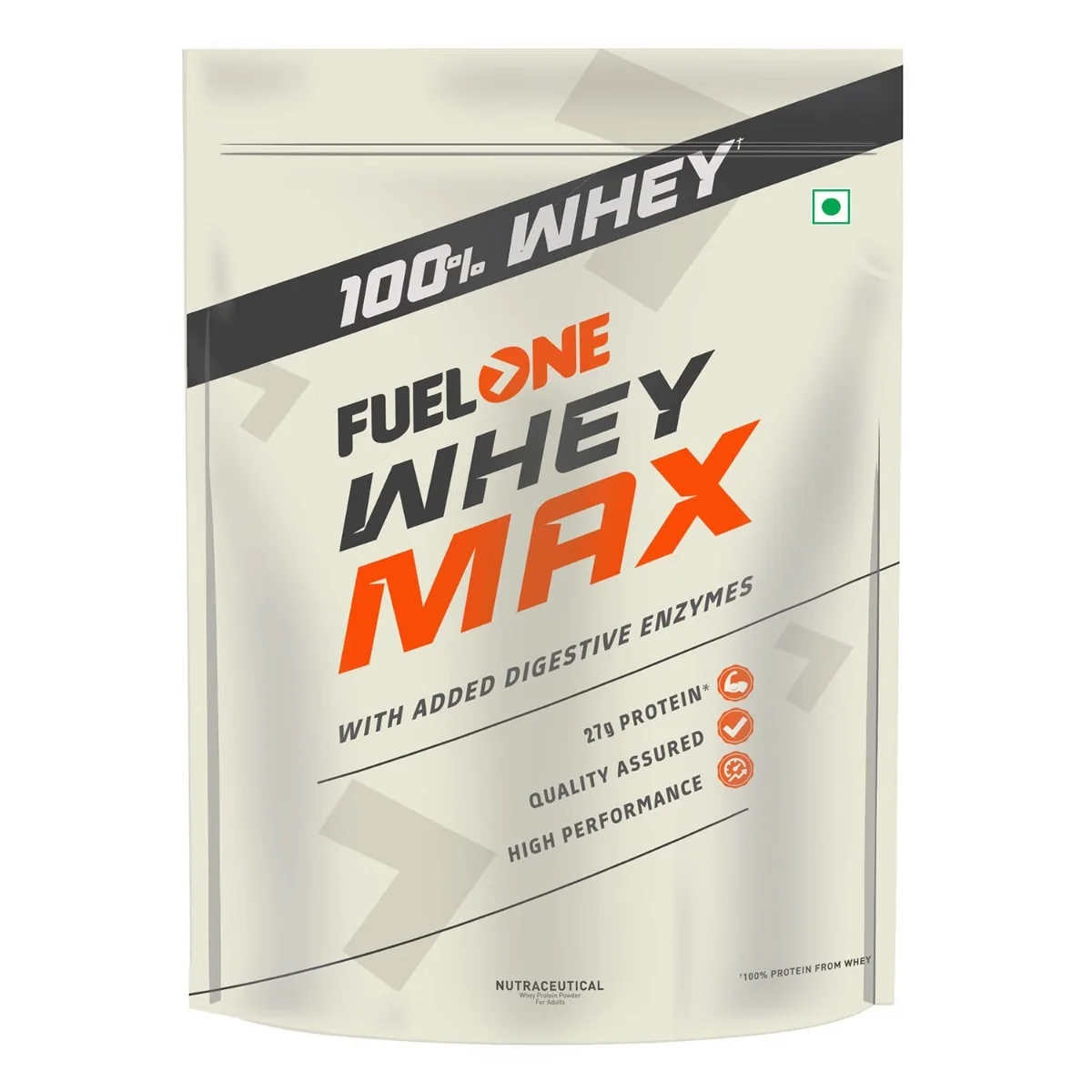 Fuel One Whey Protein Max Pouch Pack, Whey Protein Concentrate & Whey Protein Isolate, 27 g Protein, 5.96 g BCAAs & 4.7 g Glutamic Acid Per Scoop (Chocolate, 1 kg / 2.2 lb)