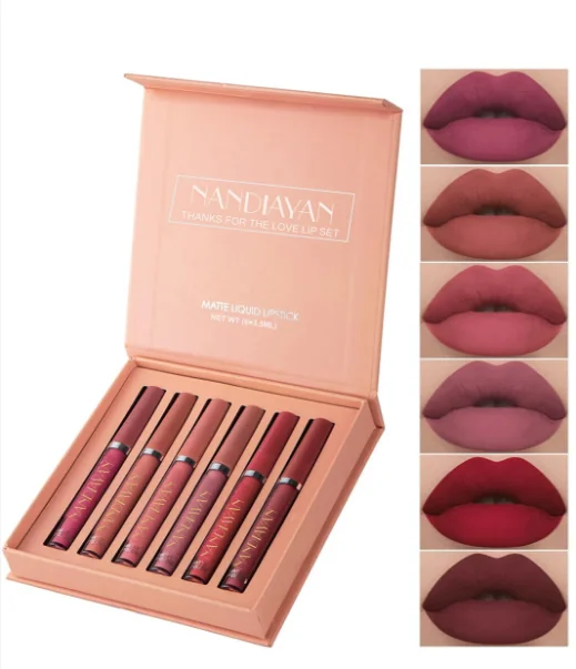 nandiayan Set Of 6 Matte Liquid Lipstick - 3.5 ml Each- Set A- 01 - 02 - 03 - 04 - 05 -06