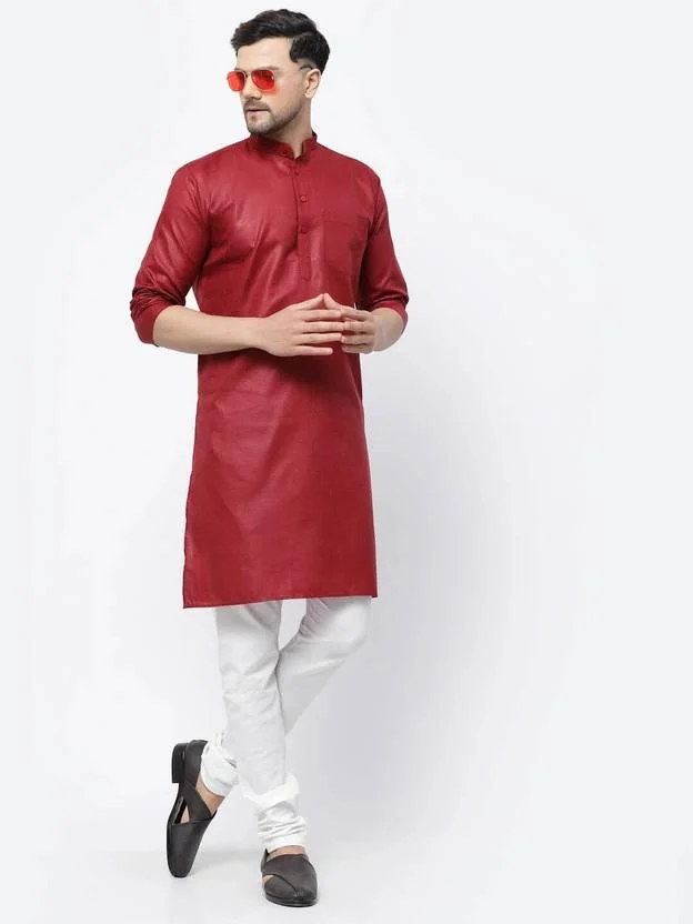 LookMakers Men Cotton Blend Kurta Pyjama Set