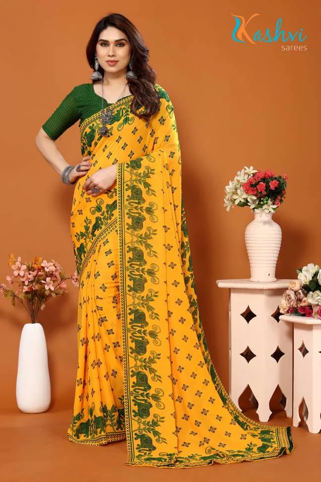 Printed Daily Wear Georgette SareePrinted Daily Wear Georgette Saree