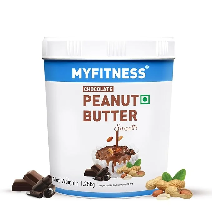 MYFITNESS Peanut Butter Chocolate Spread Smooth 1.25kg | 22g Protein & 6g Fiber | Tasty & Healthy Nut Butter Spread for Breakfast, Snacks | Cholesterol Free | Zero Trans Fat | Creamy Peanut Butter