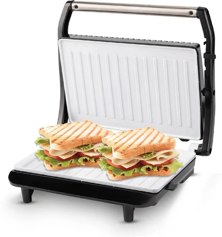 KENT Sandwich Maker,Non-toxic ceramic coat,Toast, Roast,Automatic Temperature Cut Off Grill (Silver)