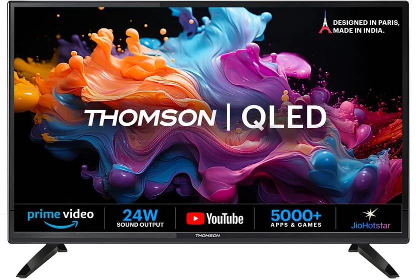 Thomson Alpha QLED 60 cm (24 inch) QLED HD Ready Smart Linux TV 2025 Edition with 24W Sound Output | Web Browser | Sports Mode | Bezel Design  (24AlphaQ001)
