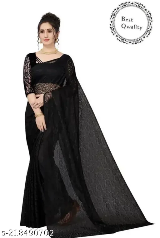 Brasso rasal Net sarees Black Colour