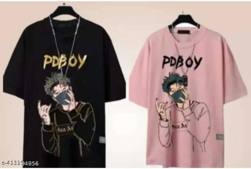 VRMA Men Printed Round Neck Polyester Black, Pink T-Shirt