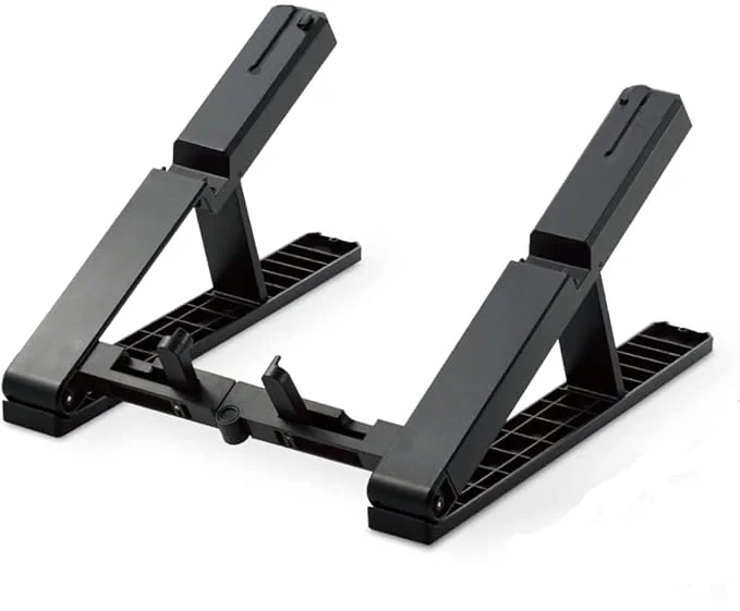 STRIFF ABS Plastic Laptop Stand Height Adjustable | Foldable | Laptops Raiser Compatible for MacBook, Lenovo, HP, Dell & Other notebooks Upto 15.6 inch - MET Black