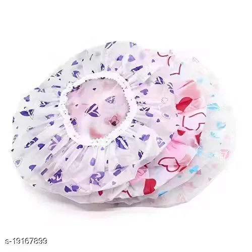3 Pieces Waterproof Reusable Bathroom Shower Caps for Women (Multicolour)