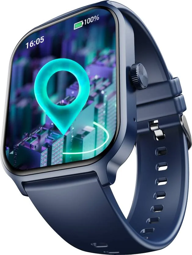 boAt Storm Call 3 Plus w/ Turn by Turn Navigation, QR Tray, 49.7cm(1.96") HD Display Smartwatch  (Dark Blue Strap, Free Size)