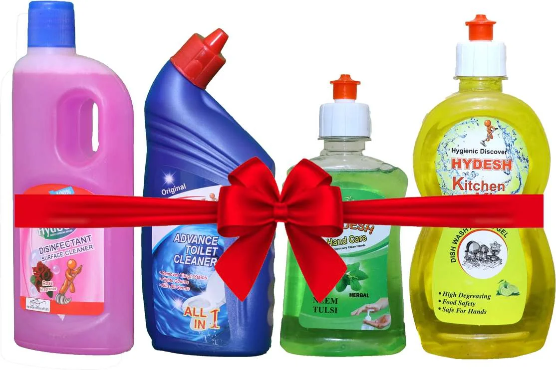 Hydesh Cleaning Combo Set Floor Cleaner, Toilet Cleaner, Dish Wash, Hand Wash Liquid Toilet Cleaner