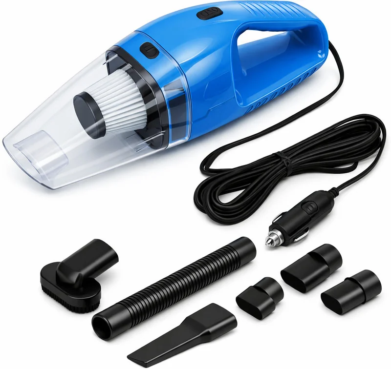 Onshoppy Portable 12V Car Vacuum Cleaner with Long Cord & Multiple Cleaning Nozzles Hand-held Vacuum Cleaner