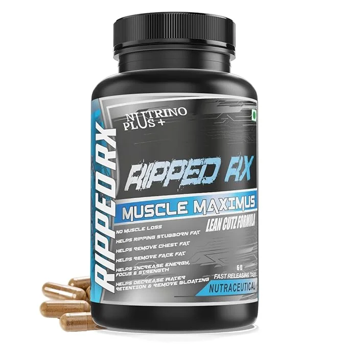 Nutrinoplus RIPPED RX MUSCLE MAXIMUS Supreme Formula | Lean Cutz Fat Loss & Muscle Preservation Capsules | Energy Boost | For Men & Women | Formulated in USA | 60 Tablets