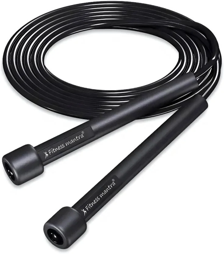 Fitness Mantra Adjustable 8 Feet Length Freestyle Skipping Rope (Black, Length: 240 cm)