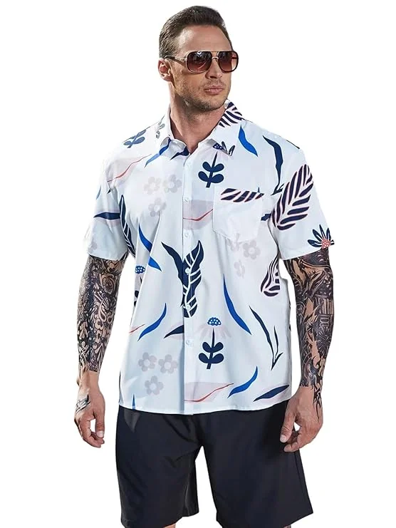 DHRUVI TRENDZ Men's Rayon Regular Fit Shirt Casual Stylish|Printed | Half Sleeve | Formal Shirts| Summer Button-Down