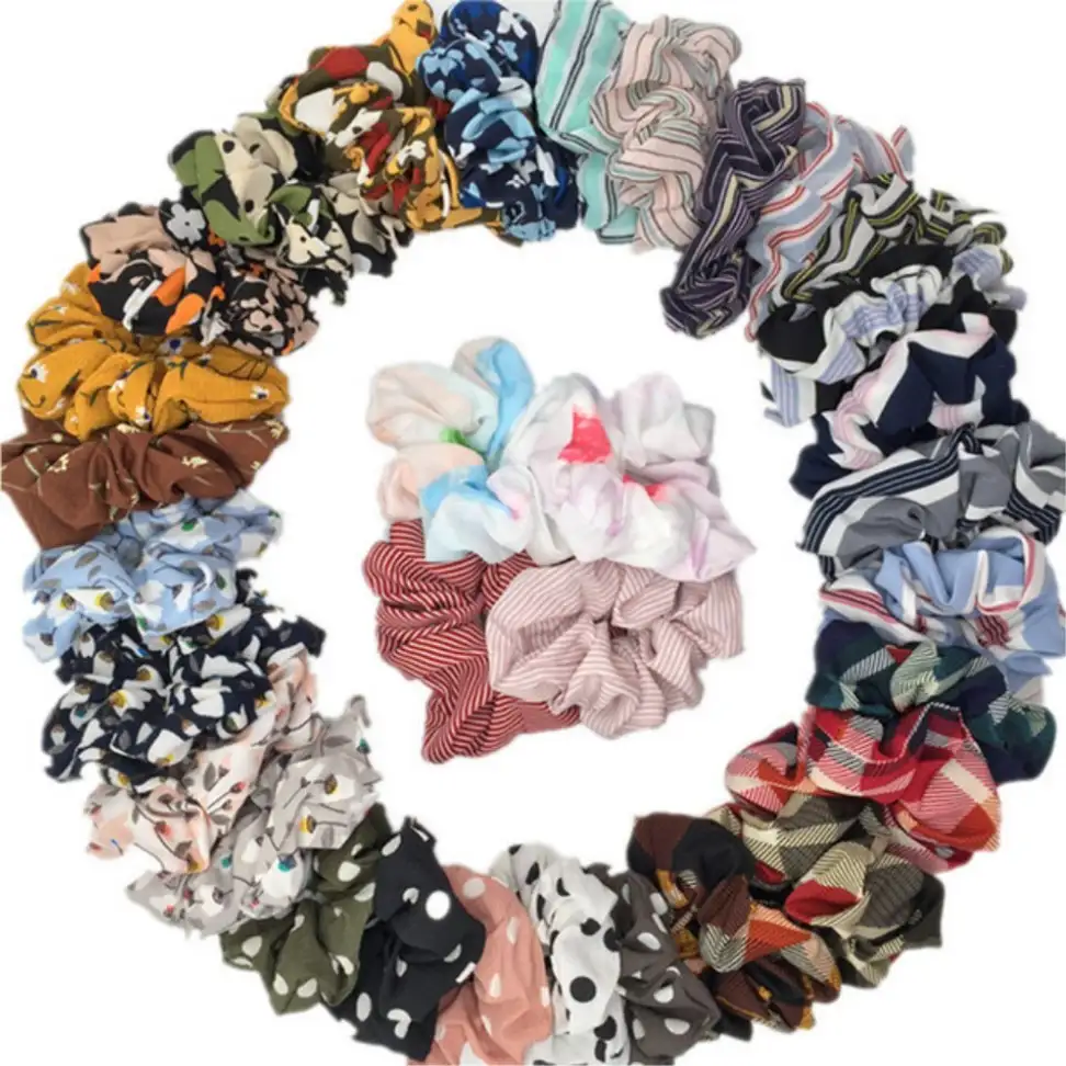 24pcs Hair Scrunchies Floral Printed Hair Accessories Set for Women or Girl Scrunchies (Multicolor)