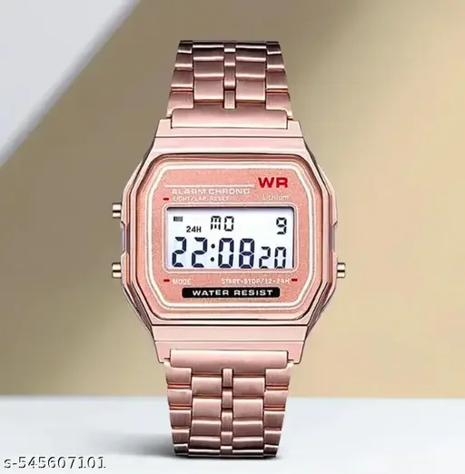 Copper Colour Square Dial Digital Watch for Mens n Womens
