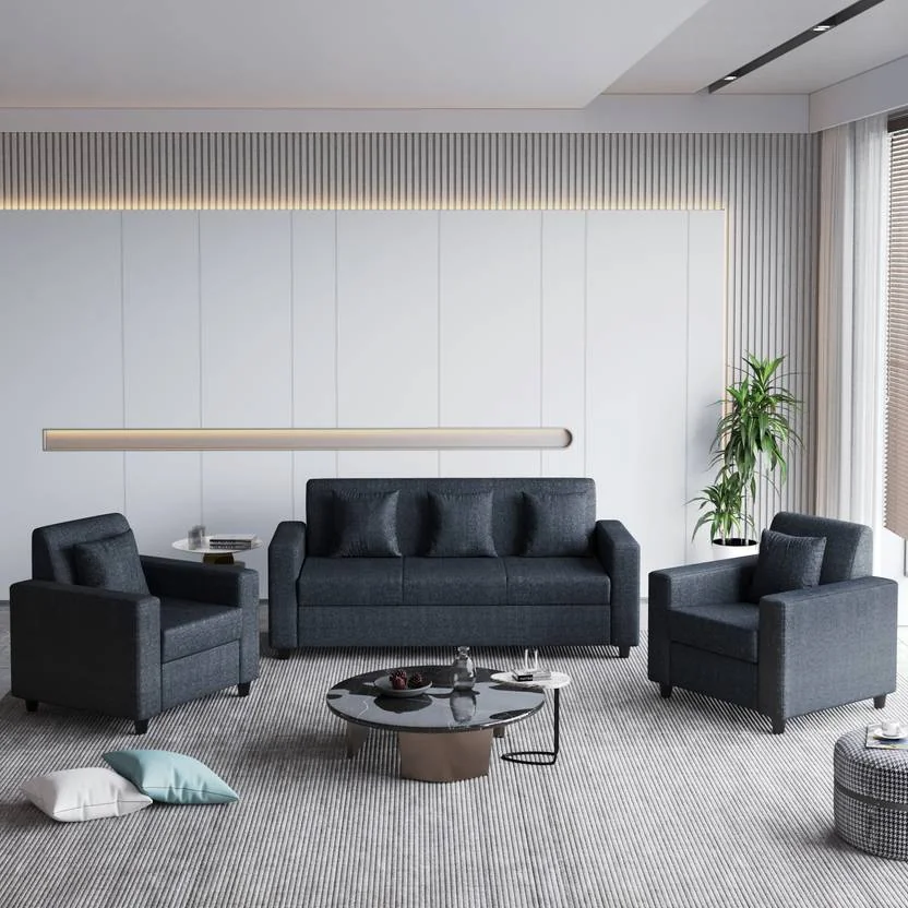Flipkart Perfect Homes Omega Jute Fabric 3 + 1 + 1 Sofa Set  (Dark Grey, DIY(Do-It-Yourself))