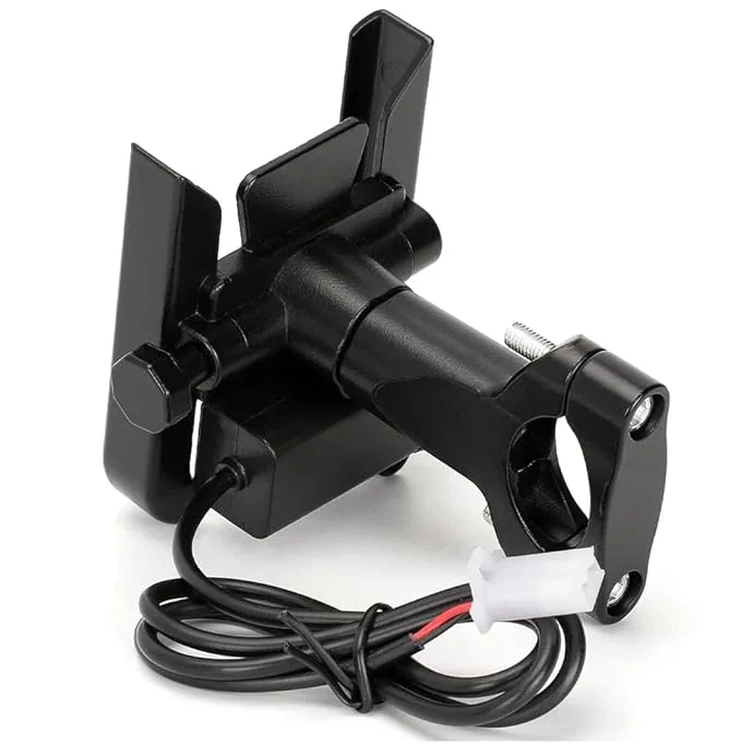 SavorSpace Universal Shock-Resistant Motorcycle Phone Mount with Waterproof USB Charger, Metal Alloy Sports Bike Mobile Holder for Phones