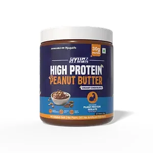 Hyuga High Protein Peanut Butter Creamy 500g | 30% High Protein| Made with 100% Roasted Peanuts | No Added Sugar or Salt | No Hydrogenated Oils | Non GMO | Gluten Free | Vegan (Pack of 1)