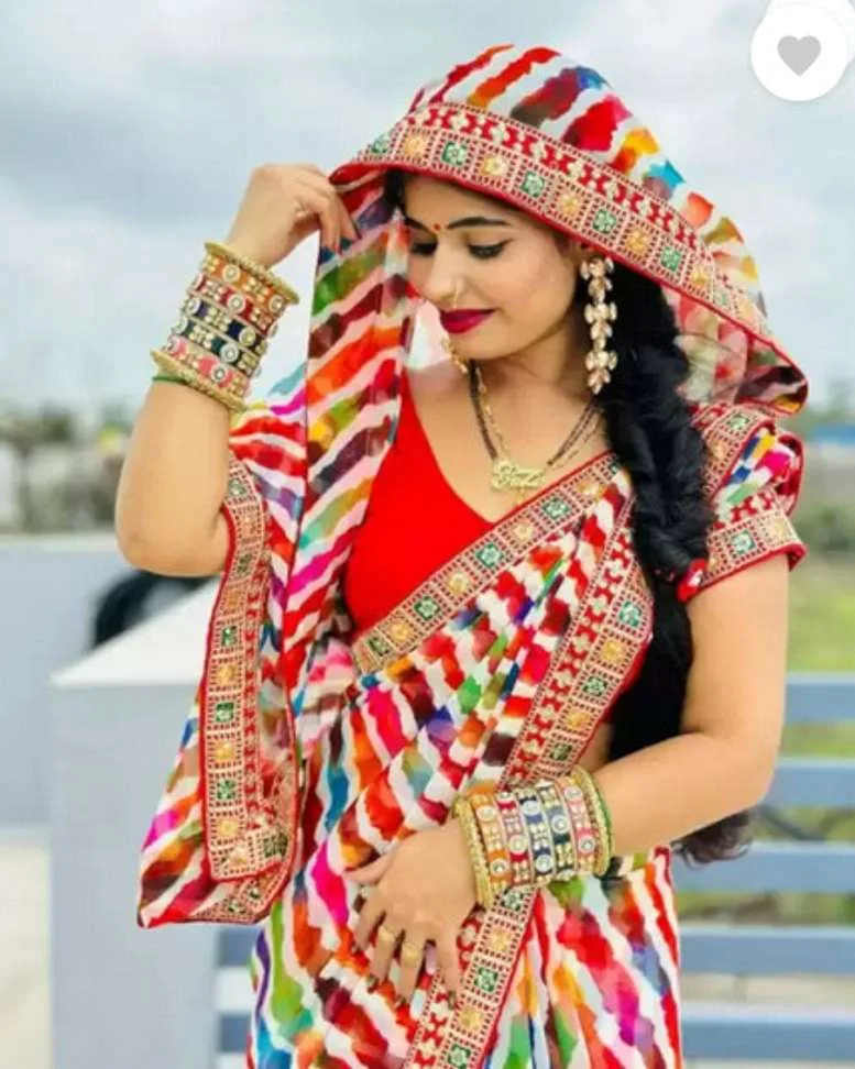 Striped Daily Wear Georgette SareeStriped Daily Wear Georgette Saree