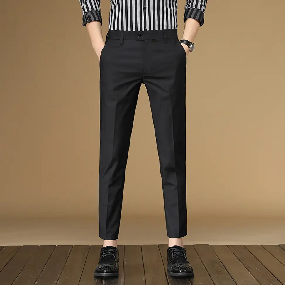 Regular Fit Men Black Trousers