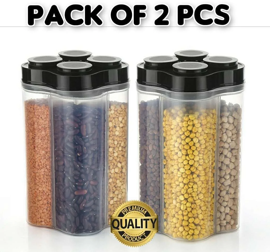 Pack of 2 Plastic Cereal Dispenser - 1500 ml BLUEBERRY BlackPack of 2 Plastic Cereal Dispenser - 1500 ml BLUEBERRY Black
