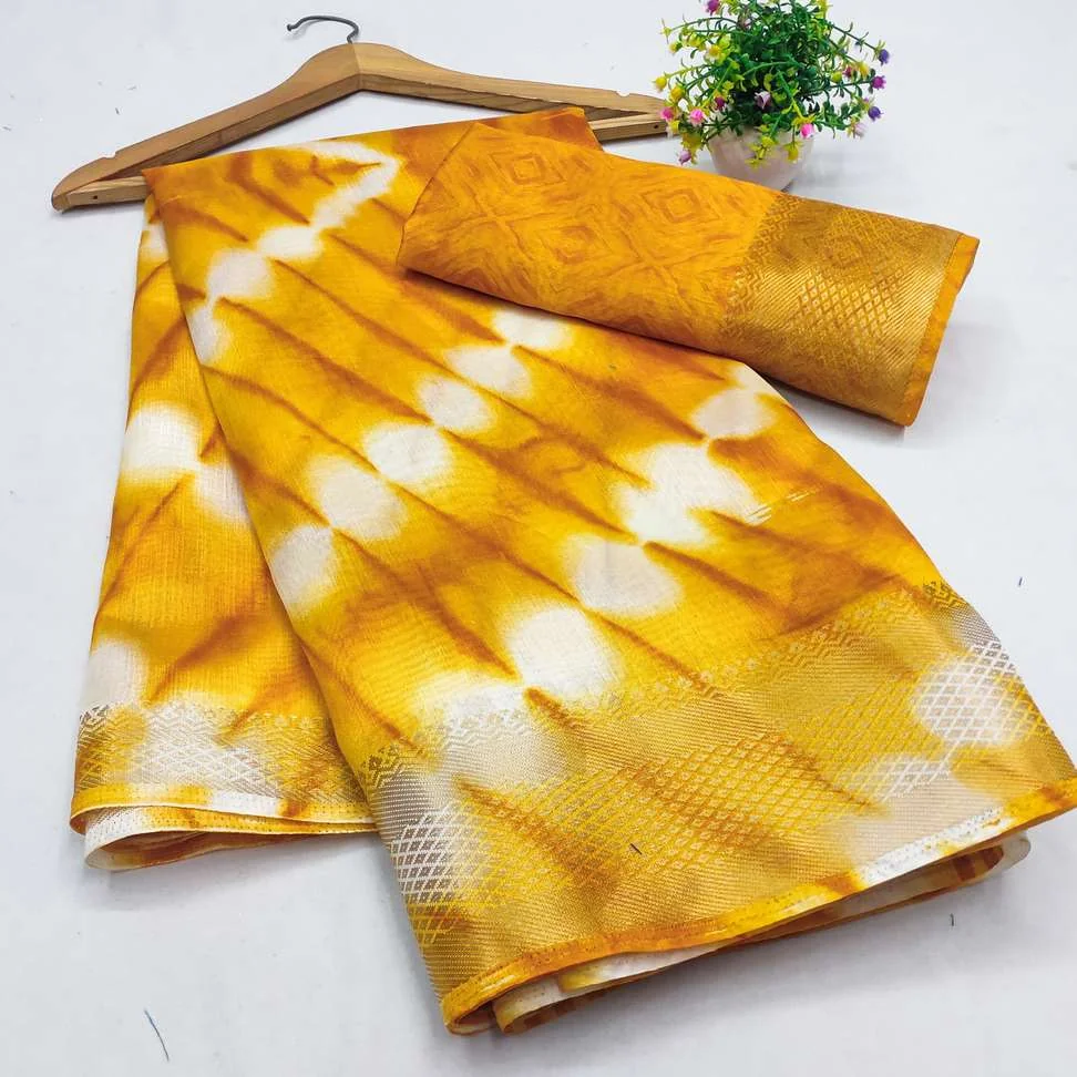 Printed Bollywood Cotton Blend, Silk Blend SareePrinted Bollywood Cotton Blend, Silk Blend Saree