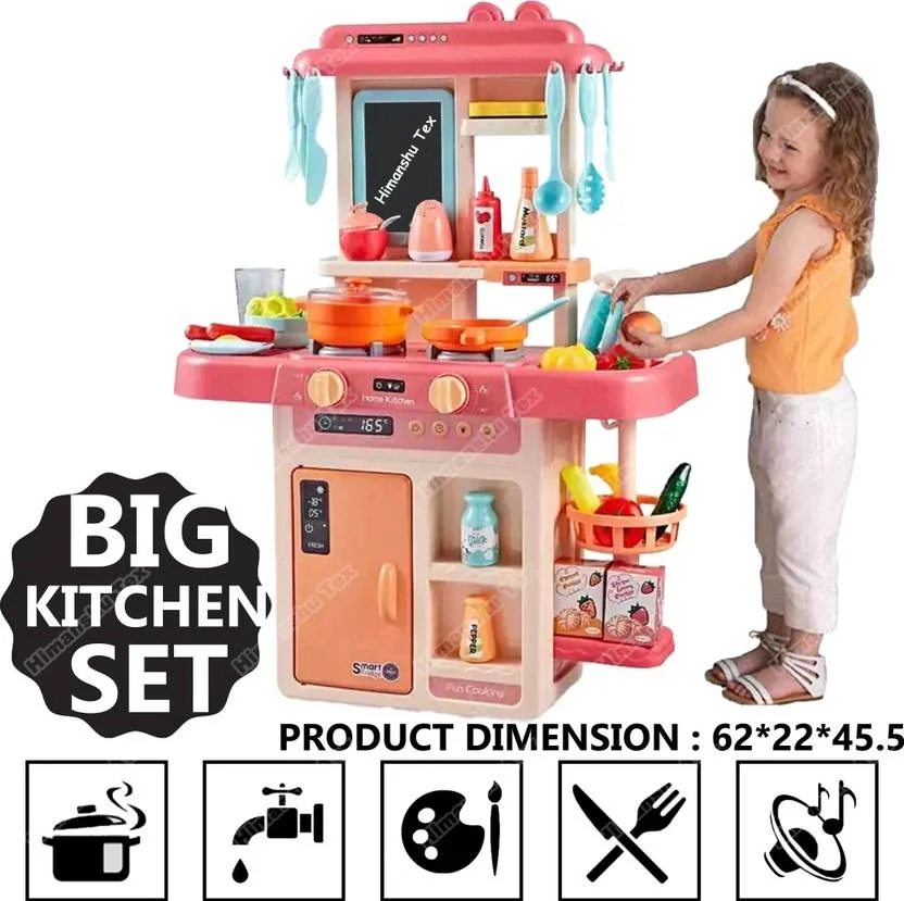 himanshu tex Kitchen Set for Kids Girl 42-Piece , Smoky, Music,Real Water Tap