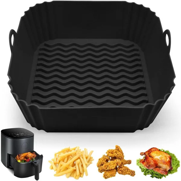 ZORZOP Silicone Baking Tray Nonstick Reusable Heat Resistant 8 Inch Multicolor Airfryer Tray