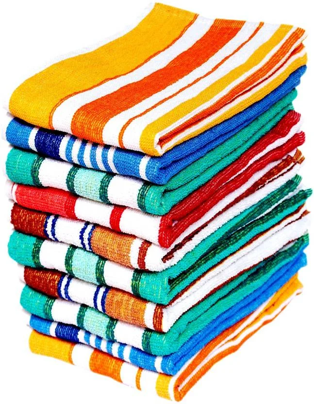 Space Fly Cotton 320 GSM Hand Towel  (Pack of 10)