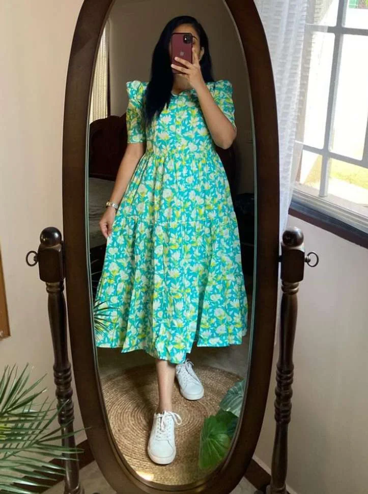 Women Fit and Flare Green DressWomen Fit and Flare Green Dress