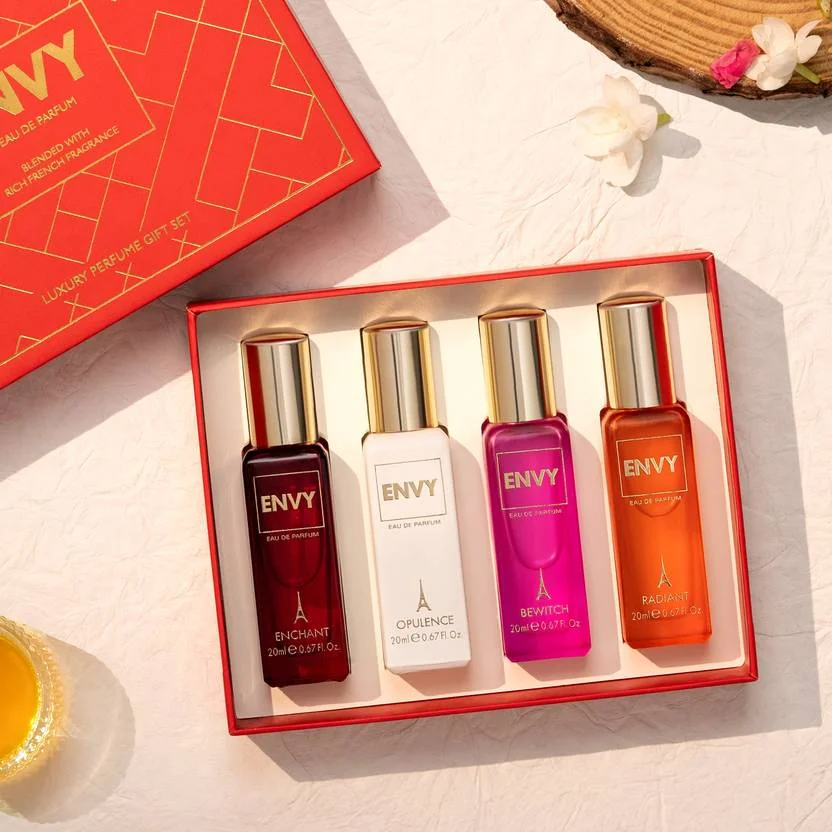 Envy Red Luxury Perfume Gift Set (20 ml x 4) Eau de Parfum  -  80 ml  (For Men & Women)