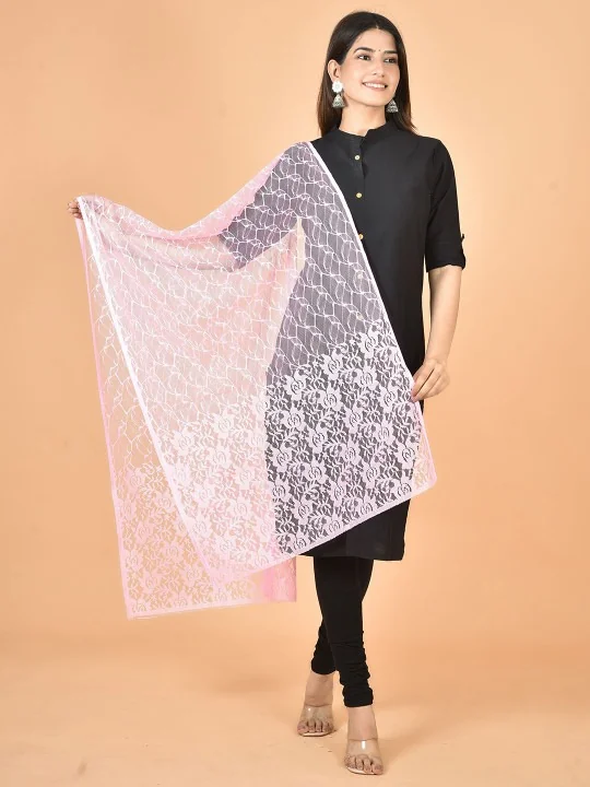 Nakoda Creation Floral Self Design Net Dupatta