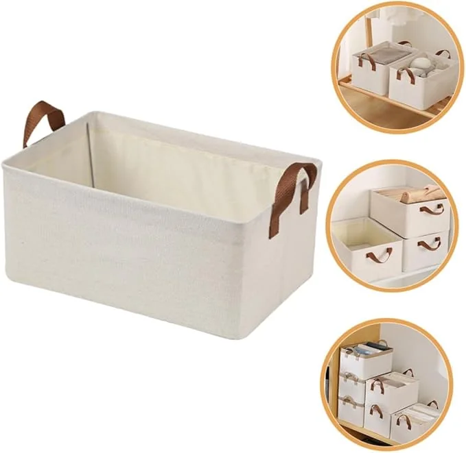 RENVA Collapsible Fabric Storage Cubes Organizer with Handles Foldable Storage Baskets for Organizing Toys, Books, Shelves, Closet, Large Storage Box with Handles (Windsor, 1)
