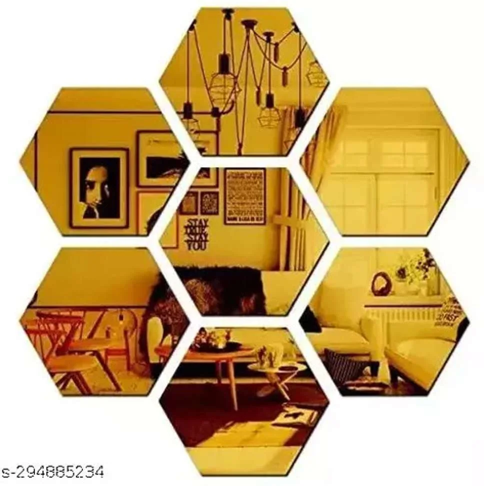 7 Hexagon Golden Decorative Mirror Sticker for wall, acrylic mirror walldecor sticker, hexagonal, wall stickers for hall, bedroom, Kitchen, Home & Offices, Unframed Decorative Mirror7 Hexagon Golden Decorative Mirror Sticker for wall, acrylic mirror walldecor sticker, hexagonal, wall stickers for hall, bedroom, Kitchen, Home & Offices, Unframed Decorative Mirror