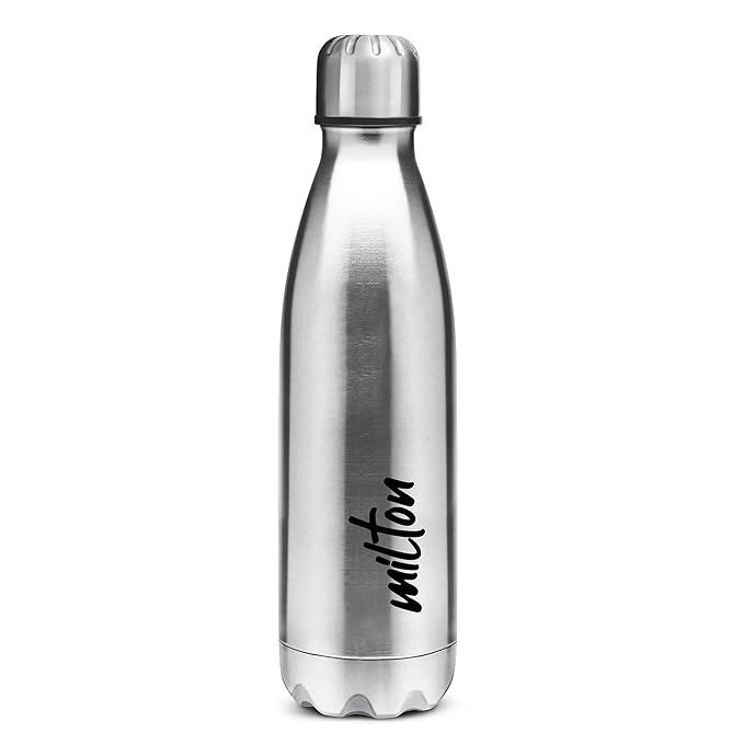 MILTON Shine 1000 Stainless Steel Water Bottle, 900 ml water bottles, Single walled, Leak-Proof, Rust-free Steel Bottle, Easy Grip, Easy to Carry, Travel Bottle, Silver
