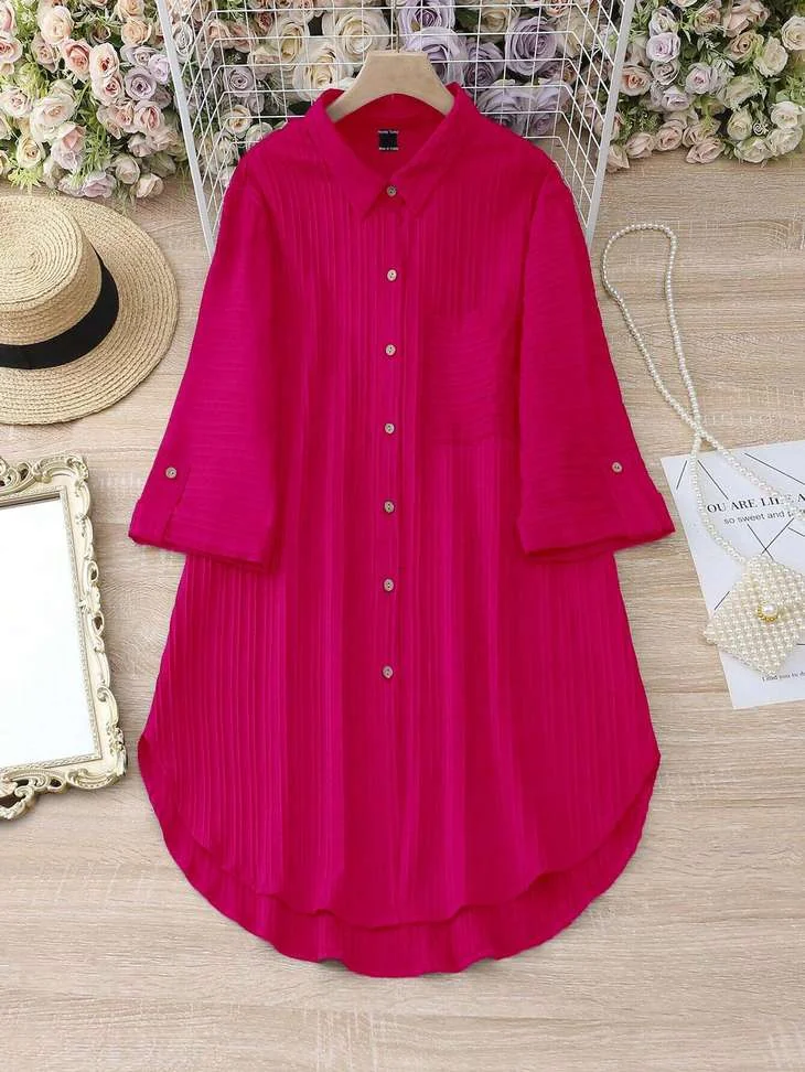 Women Shirt Pink DressWomen Shirt Pink Dress