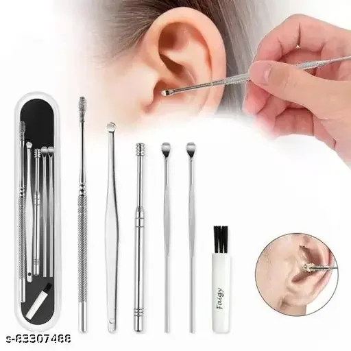 Ear Wax Removal Kit,6 Pcs Ear Pick Earwax Remover Tool Professional Ear Spoon Set  Ear Cleaners,Medical Grade Stainless Steel Ear Curette Earpicks Wax Remover with Cleaning Brush & Storage Box