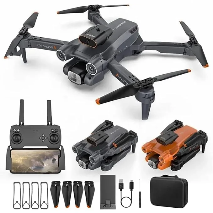 Drone with Dual 4K Camera for Adults | WiFi FPV RC Quadcopter with 2 Batteries | Live Video, Altitude Hold, 360° Flip, Headless Mode, One Key Takeoff & Carry Case for Kids and Adults. A54