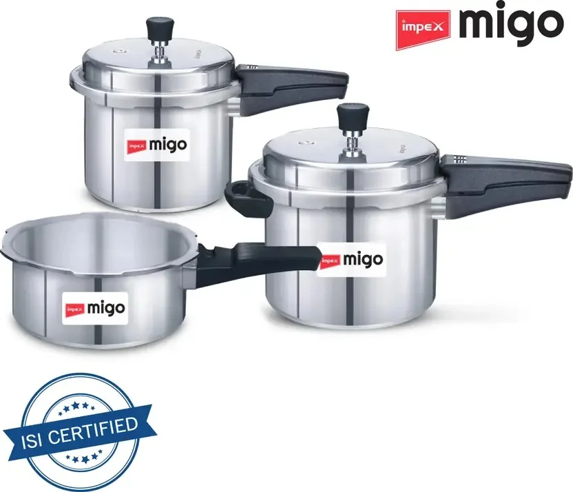 IMPEX Migo Induction Base Pressure Cooker Combo 2 L, 3 L, 5 L Outer Lid Induction Bottom Pressure Cooker  (Aluminium)