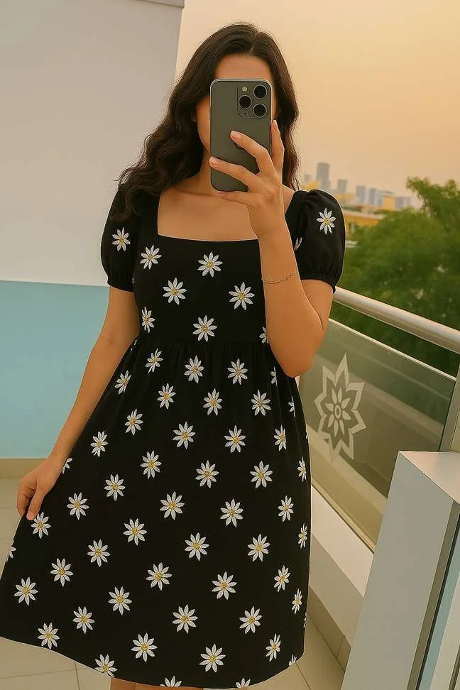 Women A-line Multicolor DressWomen A-line Multicolor Dress