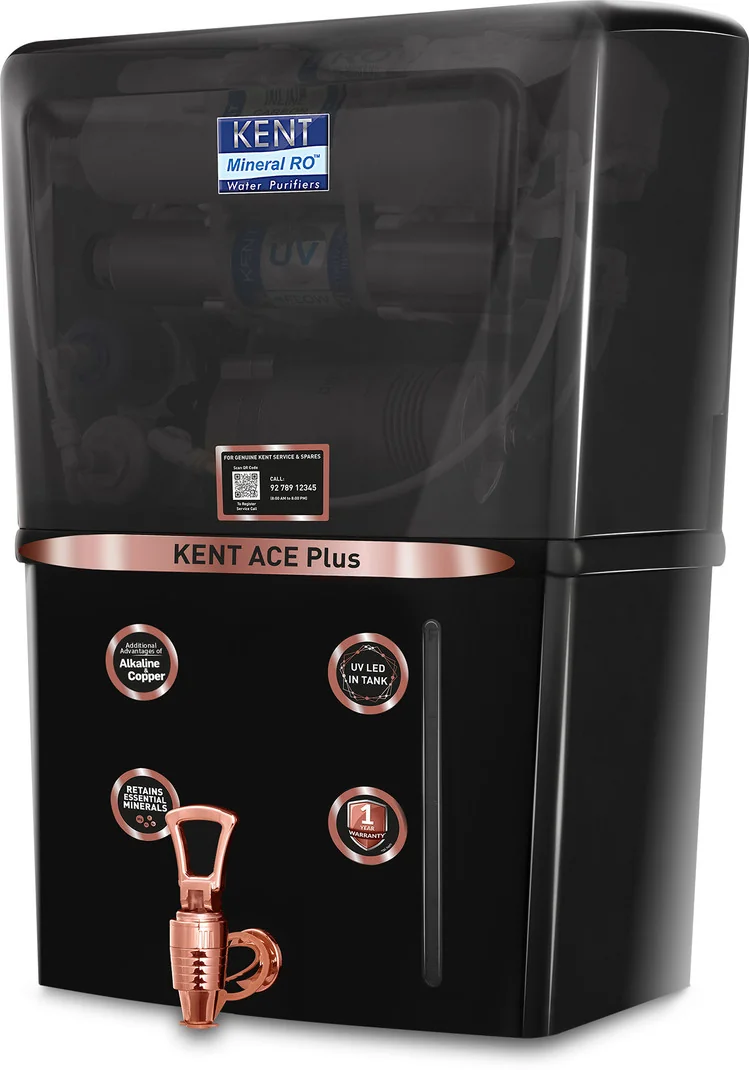 KENT ACE Plus- B 8 L RO + UV + UF + Copper + Alkaline + TDS Control Water Purifier Advanced ROTech for Sabse Shudh Paani Auto Flush 8L 20LPH Ideal for Borewell/Tanker/Municipal Water
